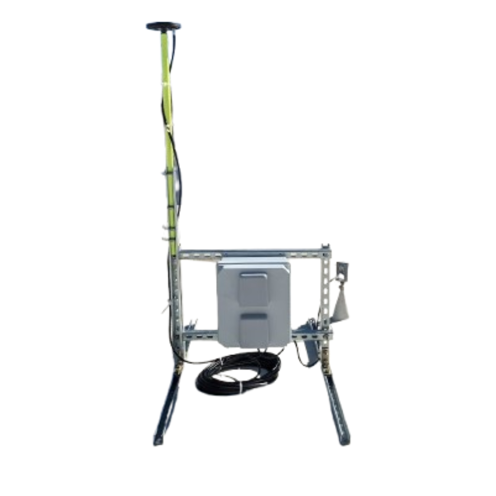 A FastRTK CORS station with antenna, mount and enclosure