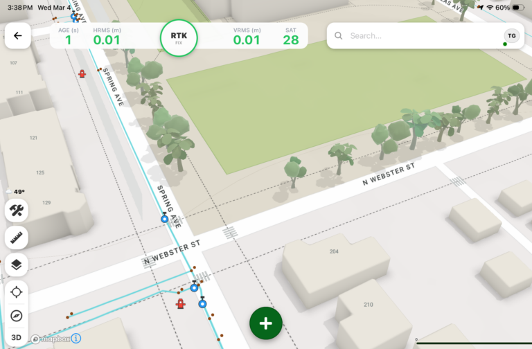 Fast XY product screen shot. Shows map