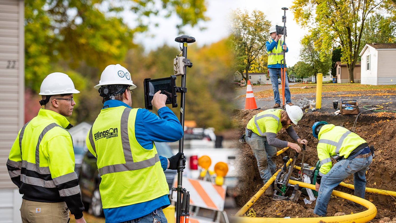 Ellingson Companies crew mapping newly installed pipeline with Arrow Gold GNSS