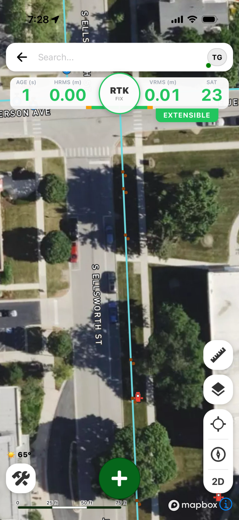 Screenshot of FastXY App. Map shown