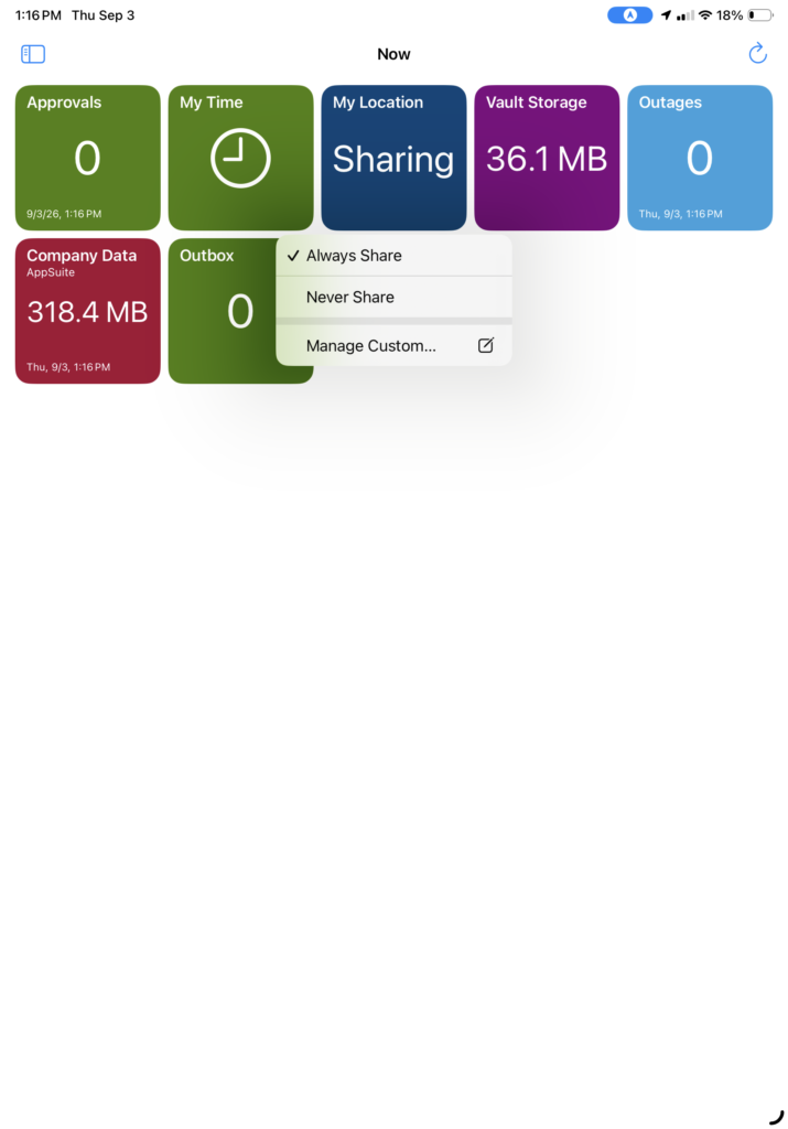 screenshot of IVUE application